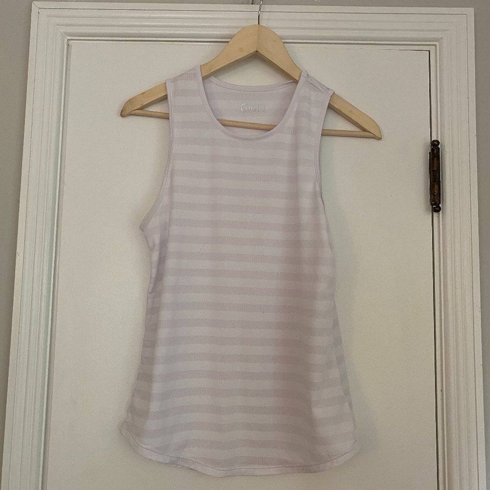 Zyia Active Tank Top Striped White Workout Size Small